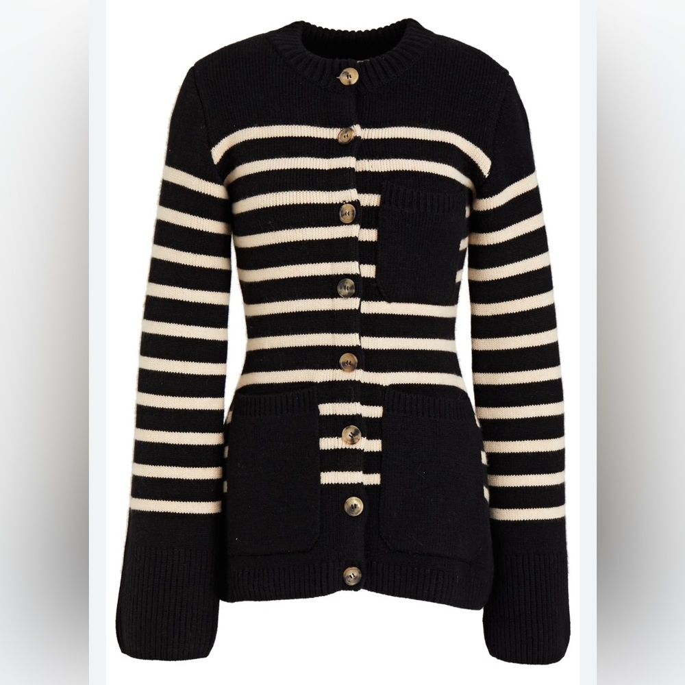 KHAITE
Striped cashmere-blend cardigan
